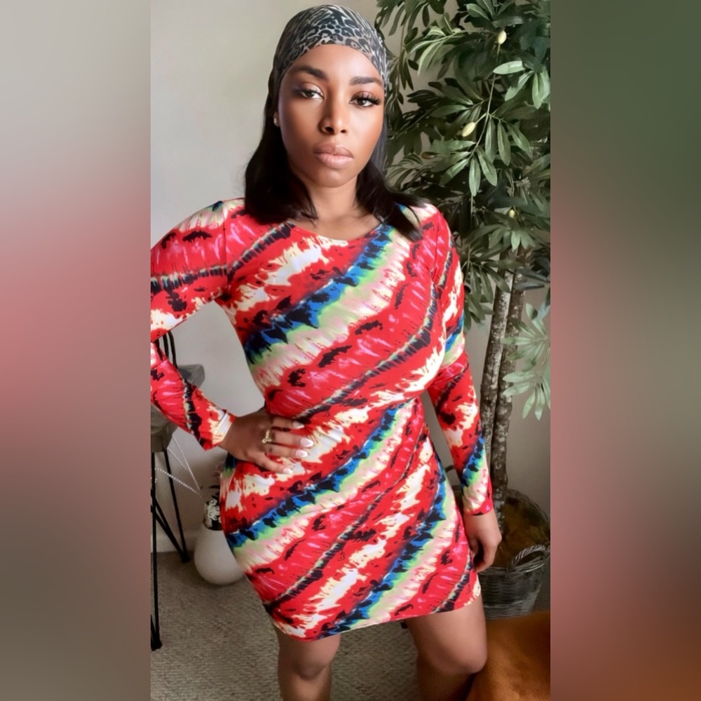 All purpose red fire tie-dye & desire dress can be worn for all occasions.